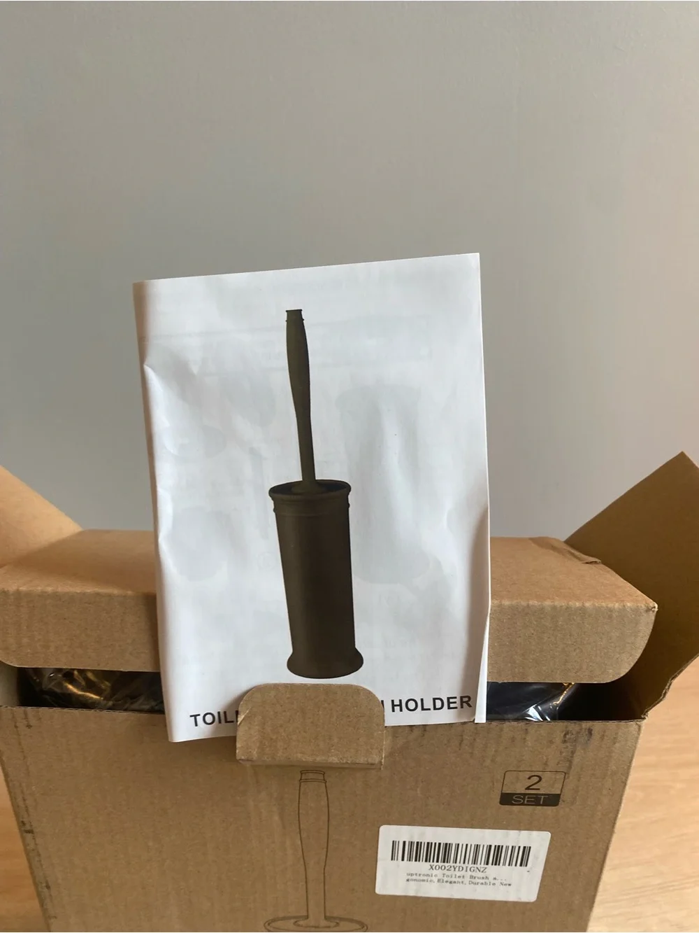 Amazon Bronze Toilet Brush and Covered Holder Set